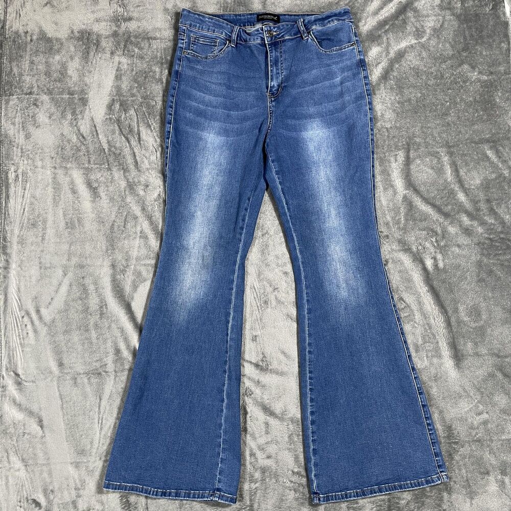 Flying Banana Jeans Womens 14L Blue Medium Wash Flared Tall Denim